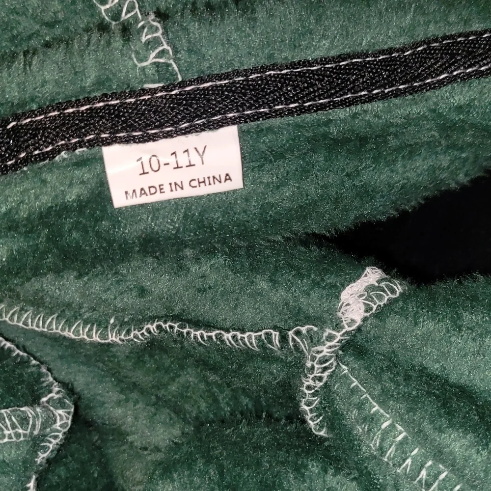 Doctor Unicorn, Dark Green Kids Fleece Hooded Robe with Belt, 10-11 Y, NWOT